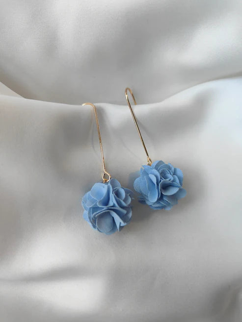 Floral Drop Earrings Dusty Blue