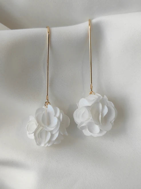 Floral Drop Earrings White