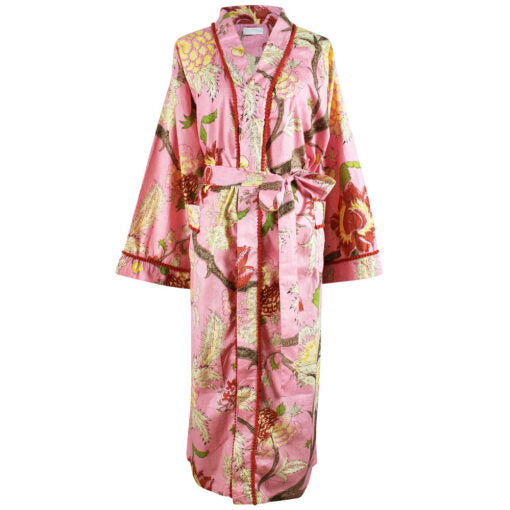 Pink Botanical Print Dressing Gown