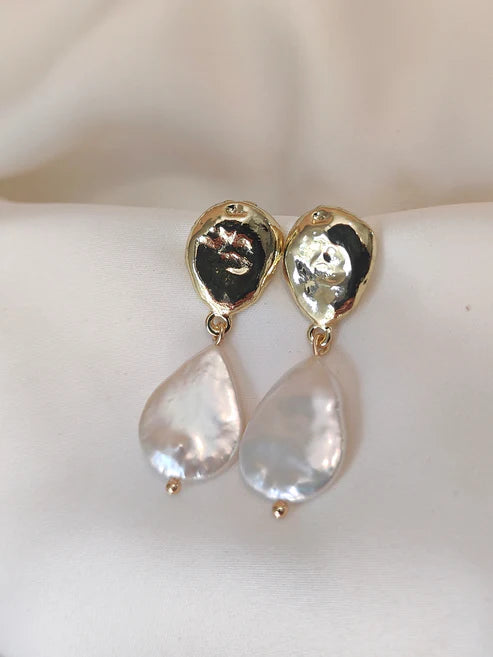 Gold Pearl Drop Earrings