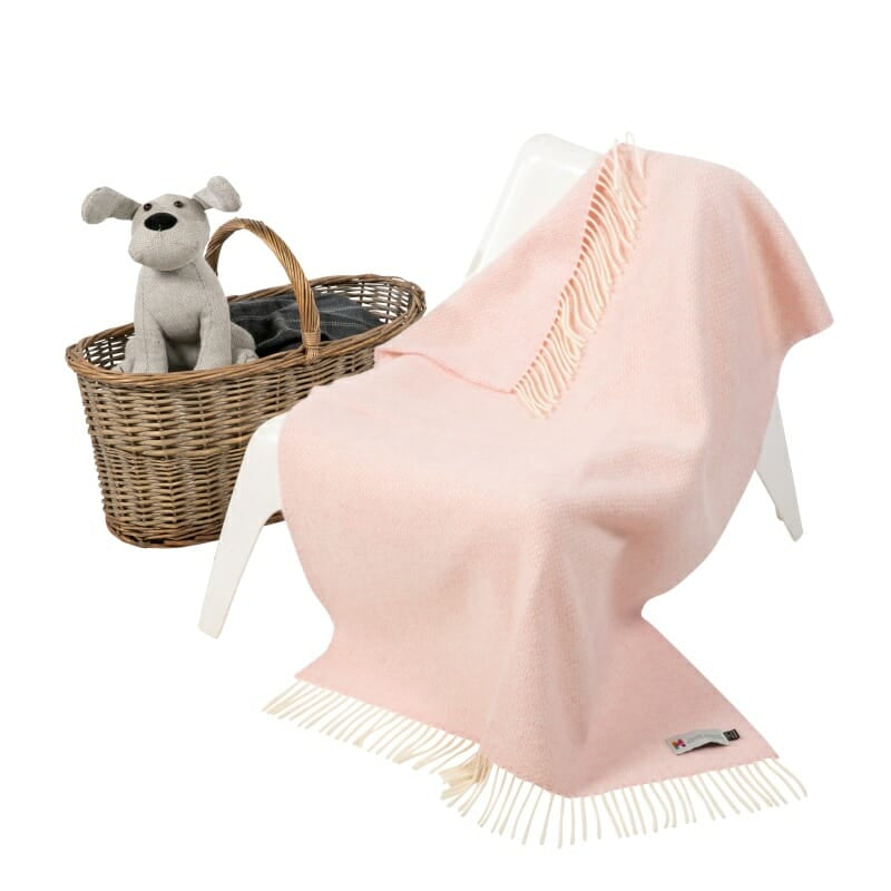 Cashmere Baby Blanket Pink Herringbone