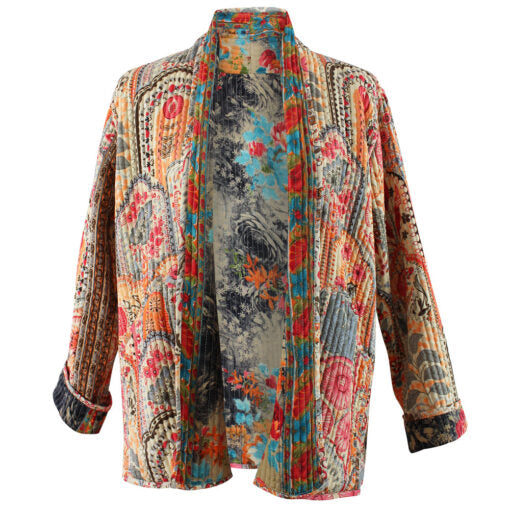 Cream, Orange, Pink & Brown Quilted Reversible Jacket