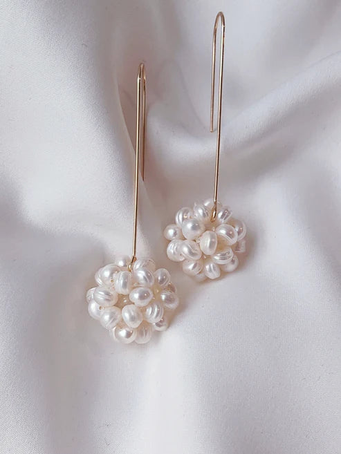 Cluster Pearl Drop Earrings