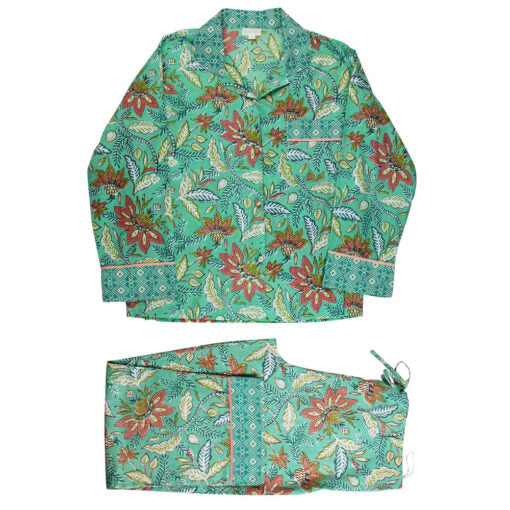 Turquoise Floral Print Pyjamas