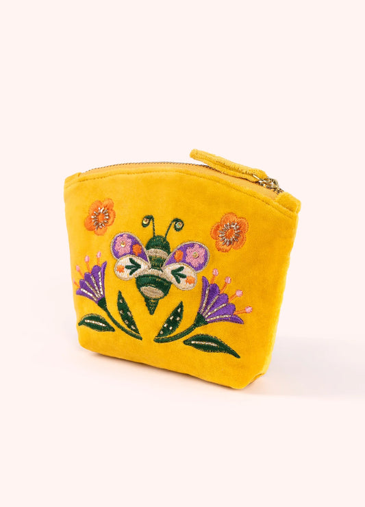 Embroidered Velvet Mini Pouch Bunblebee
