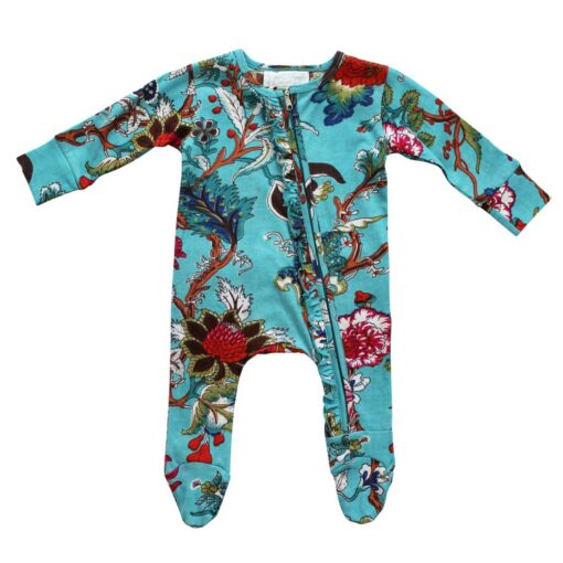 Teal Exotic Flower Jumpsuit