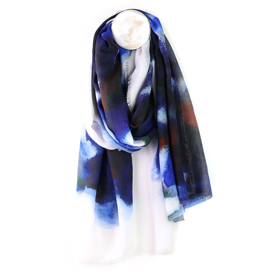 Navy Ink Print Scarf