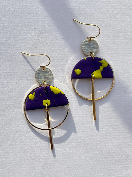 Purple Polymer Clay Earrings