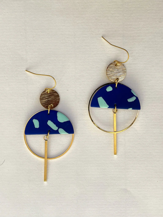 Blue Polymer Clay Earrings