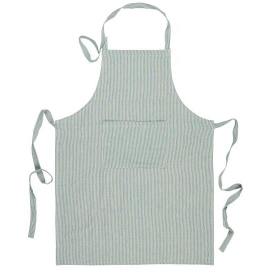 Apron Charlie w/thin dark blue stripes and pocket