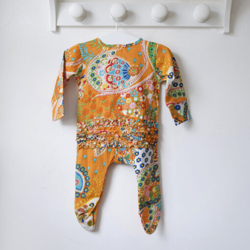 Orange Paisley Jumpsuit with Zip