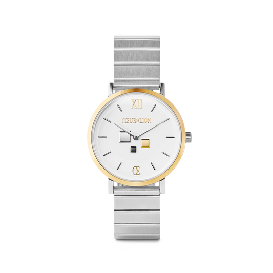 Watch Round Brilliant White Bicolor Stainless Steel Silver