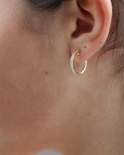 Load image into Gallery viewer, Gold Pave Hoop Earrings