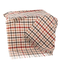 Load image into Gallery viewer, Large Irish Picnic Blanket Beige Rust Red Small Block