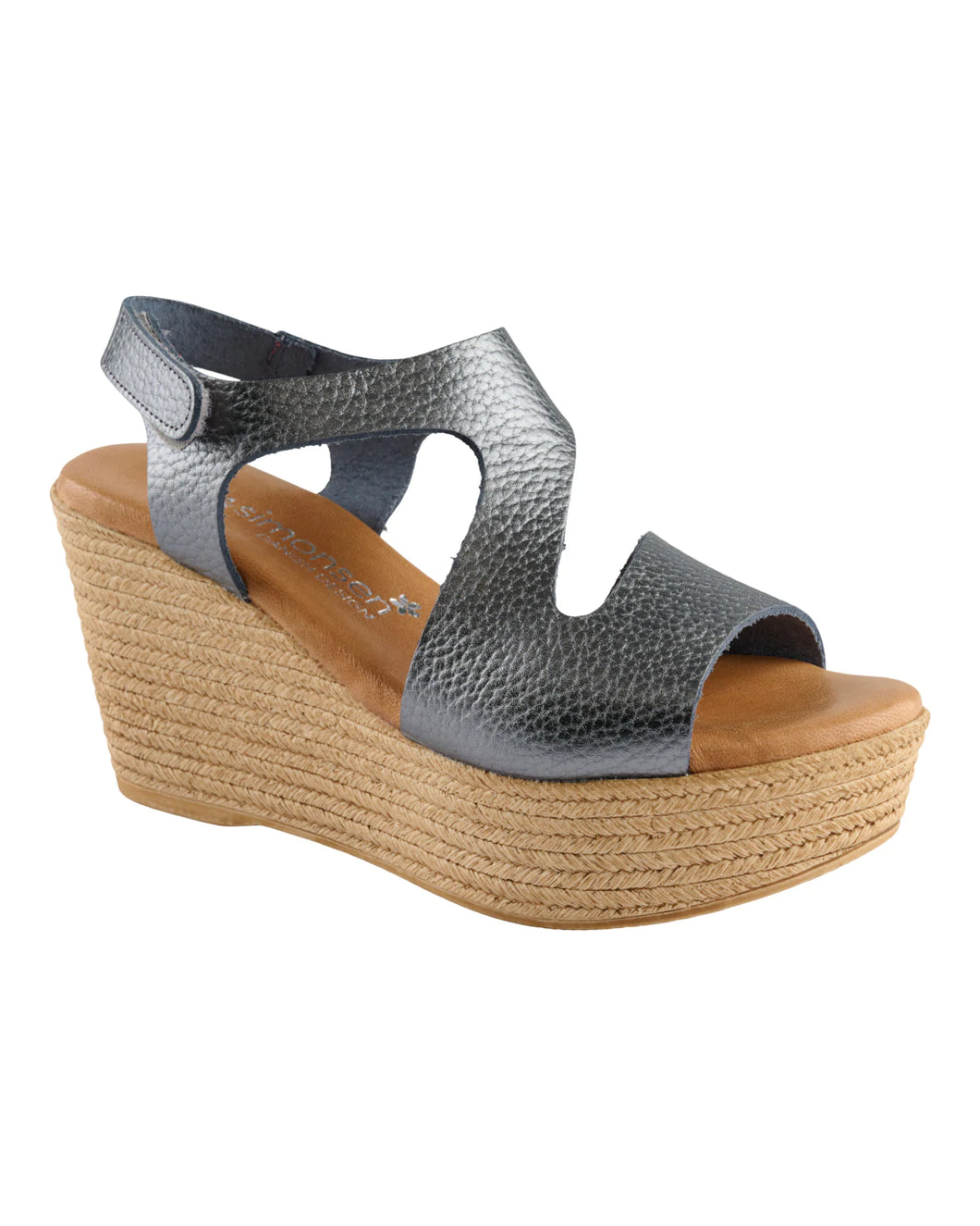 Leather Wedge Sandal - Pewter