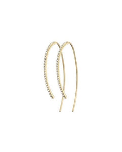 Gold Curve Pave Earrings