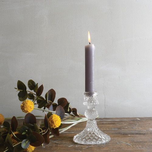 Glass Candlestick Harlequin Clear