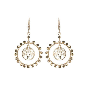 Pyrite Tree of Life Statement Earrings