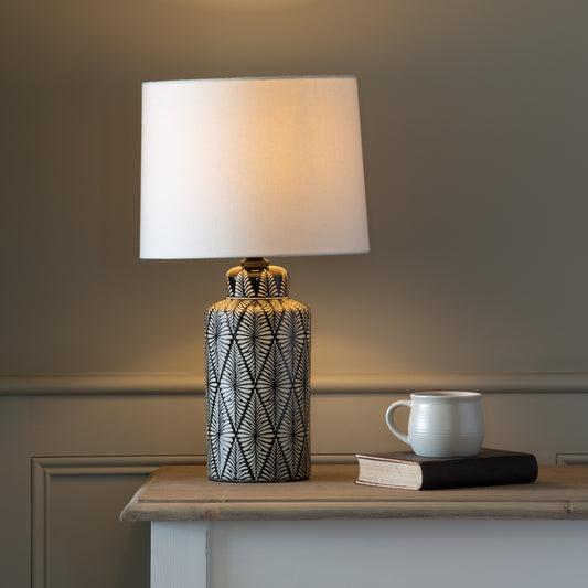 Lamp Indochine Noir with Ivory Shade